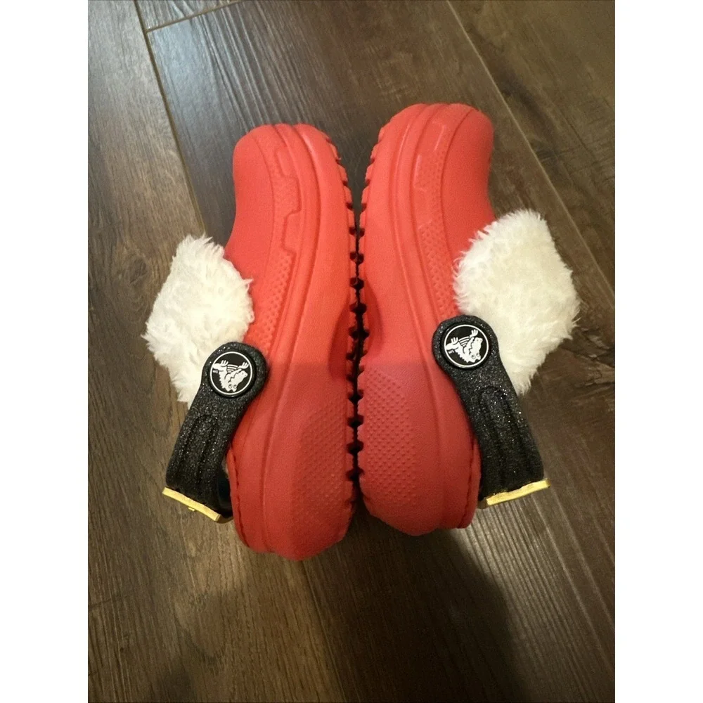 Crocs Toddler Classic Santa Belt Fur Lined Clog Red / White‎ Size Child 7C
